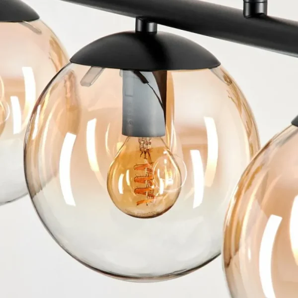 hofstein Suspension - Verre Gastor Ambre, Clair, 5 lumières* Lampes En Verre