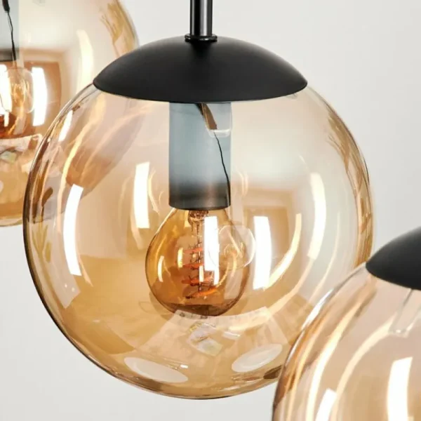 hofstein Suspension - Verre Gastor Ambre, 5 lumières* Lampes En Verre