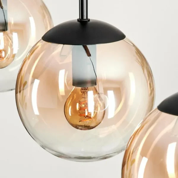 hofstein Suspension - Verre Gastor Ambre, Clair, 5 lumières* Lampes En Verre