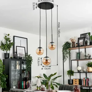 hofstein Suspension - Verre Gastor Ambre, 3 lumières* Lampes En Verre