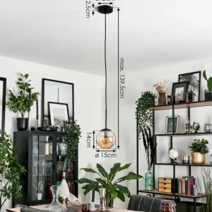 hofstein Suspension - Verre Gastor Ambre, 1 lumière* Lampes En Verre