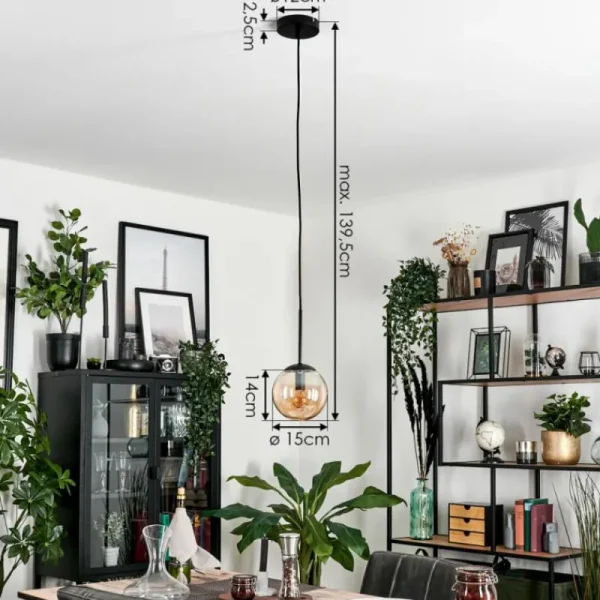 hofstein Suspension - Verre Gastor Ambre, 1 lumière* Lampes En Verre