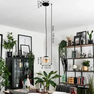 hofstein Suspension - Verre Gastor Ambre, Clair, 1 lumière* Lampes En Verre