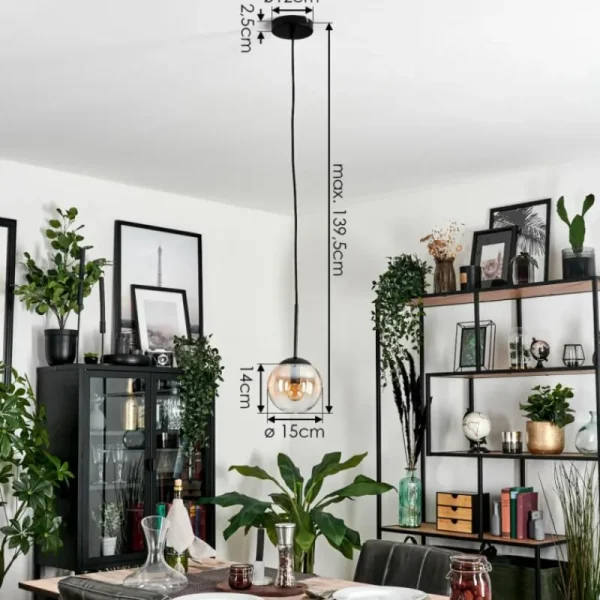 hofstein Suspension - Verre Gastor Ambre, Clair, 1 lumière* Lampes En Verre