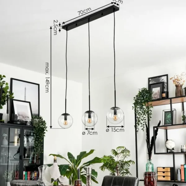 hofstein Suspension - Verre Gastor Clair, 3 lumières* Lampes En Verre