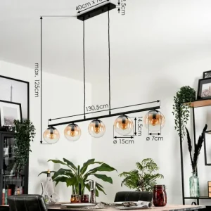 hofstein Suspension - Verre Gastor Ambre, Clair, 5 lumières* Lampes En Verre