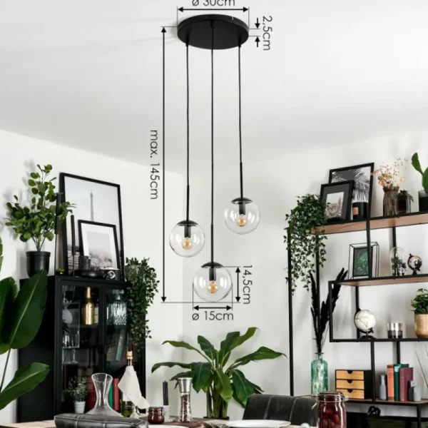 hofstein Suspension - Verre Gastor Clair, 3 lumières* Lampes En Verre