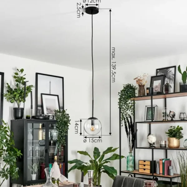 hofstein Suspension - Verre Gastor Noir, 1 lumière* Lampes En Verre
