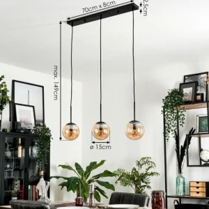 hofstein Suspension - Verre Gastor Ambre, 3 lumières* Lampes En Verre