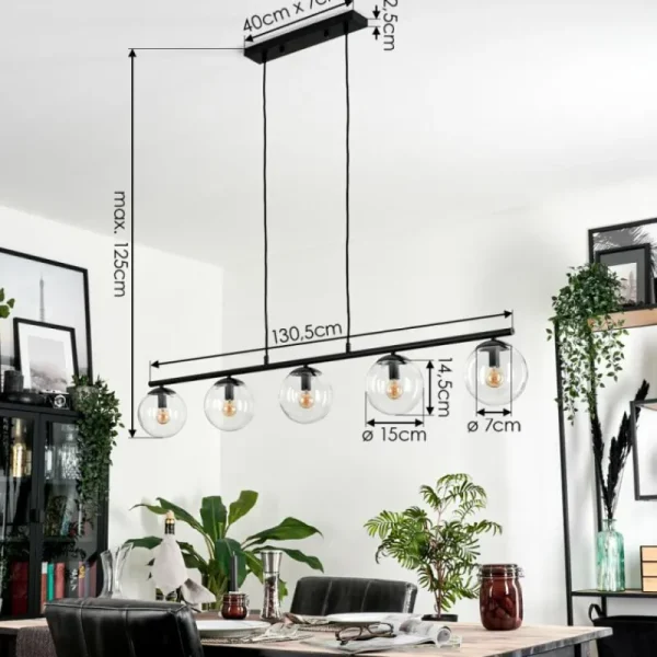 hofstein Suspension - Verre Gastor Clair, 5 lumières* Lampes En Verre