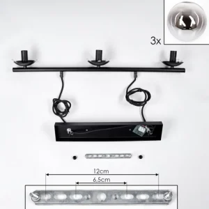 hofstein Suspension - Verre Gastor Chrome, Clair, Fumé, 3 lumières* Lampes Modernes