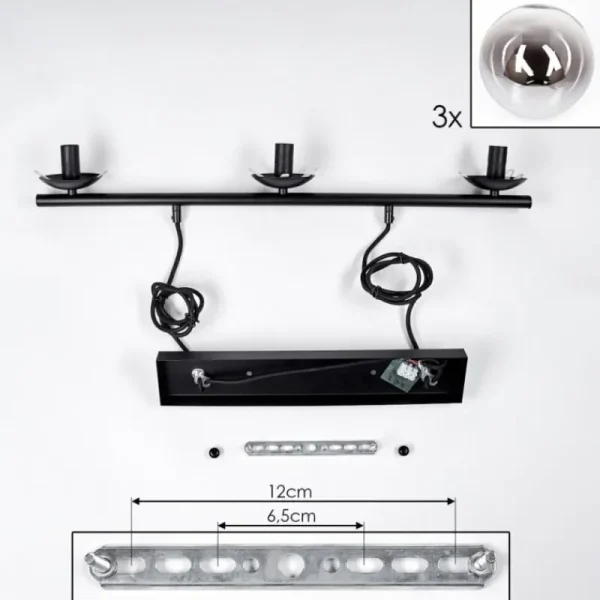 hofstein Suspension - Verre Gastor Chrome, Clair, Fumé, 3 lumières* Lampes Modernes