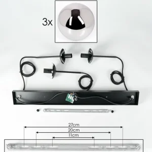 hofstein Suspension - Verre Gastor Chrome, Fumé, 3 lumières* Lampes Modernes