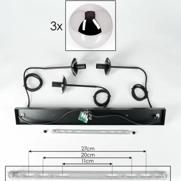 hofstein Suspension - Verre Gastor Chrome, Fumé, 3 lumières* Lampes Modernes