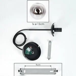 hofstein Suspension - Verre Gastor Chrome, Clair, Fumé, 1 lumière* Lampes Modernes