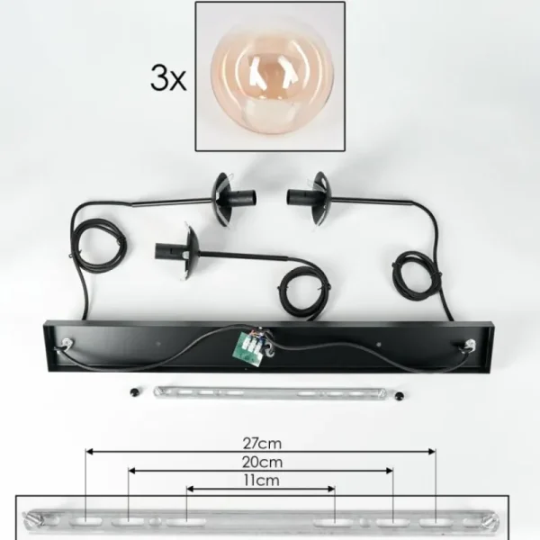 hofstein Suspension - Verre Gastor Ambre, Clair, 3 lumières* Lampes En Verre