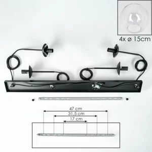 hofstein Suspension - Verre Gastor Clair, 4 lumières* Lampes En Verre