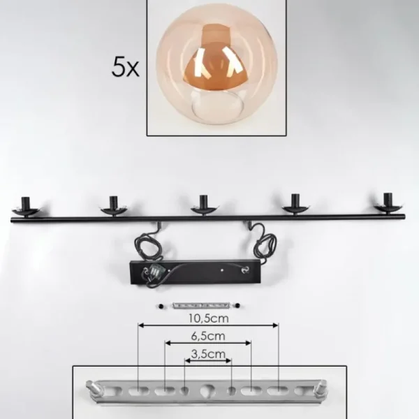 hofstein Suspension - Verre Gastor Ambre, 5 lumières* Lampes En Verre