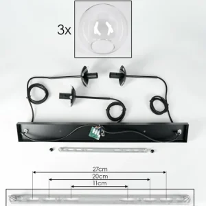 hofstein Suspension - Verre Gastor Clair, 3 lumières* Lampes En Verre