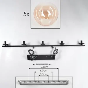 hofstein Suspension - Verre Gastor Ambre, Clair, 5 lumières* Lampes En Verre
