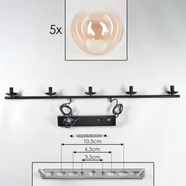 hofstein Suspension - Verre Gastor Ambre, Clair, 5 lumières* Lampes En Verre