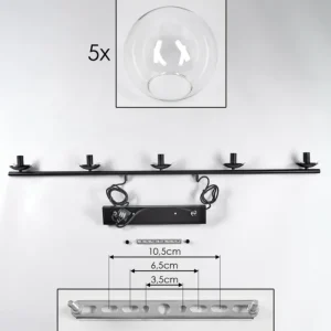 hofstein Suspension - Verre Gastor Clair, 5 lumières* Lampes En Verre