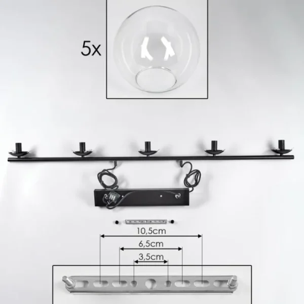 hofstein Suspension - Verre Gastor Clair, 5 lumières* Lampes En Verre