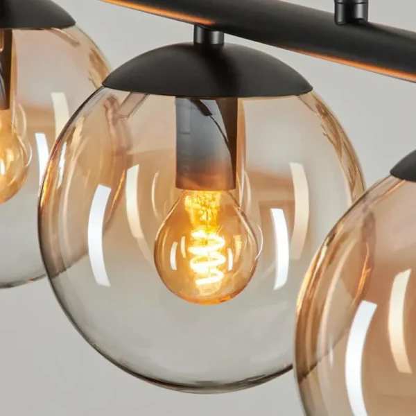 hofstein Suspension - Verre Gastor Ambre, Clair, 5 lumières* Lampes En Verre