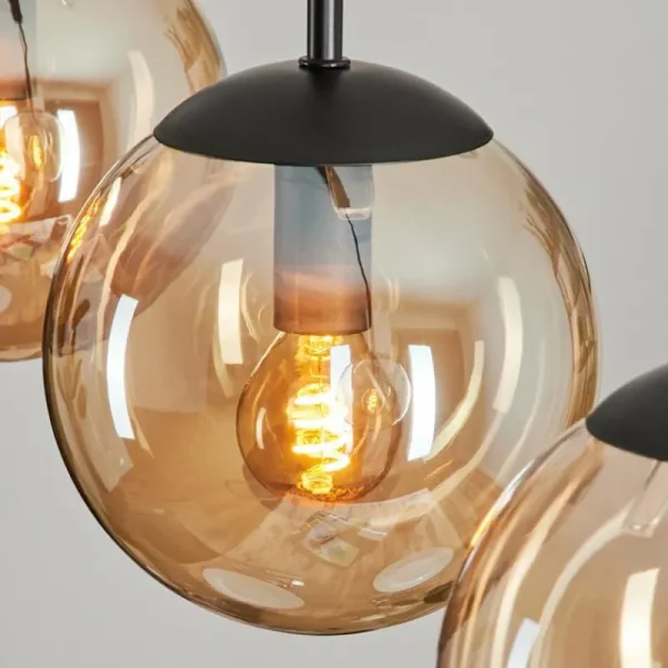 hofstein Suspension - Verre Gastor Ambre, 5 lumières* Lampes En Verre