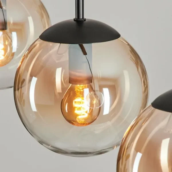 hofstein Suspension - Verre Gastor Ambre, Clair, 5 lumières* Lampes En Verre