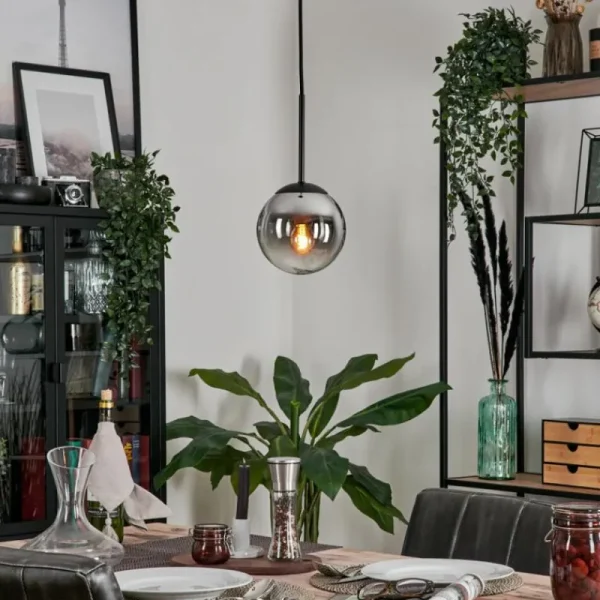 hofstein Suspension - Verre Gastor Chrome, Clair, Fumé, 1 lumière* Lampes Modernes