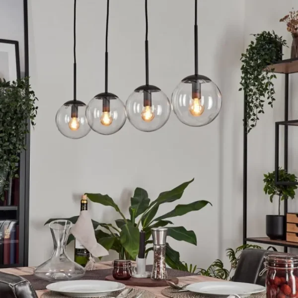 hofstein Suspension - Verre Gastor Clair, 4 lumières* Lampes En Verre