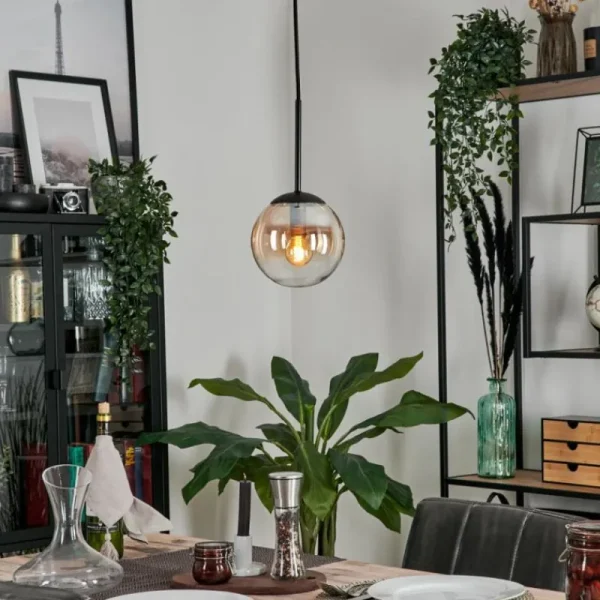 hofstein Suspension - Verre Gastor Ambre, Clair, 1 lumière* Lampes En Verre