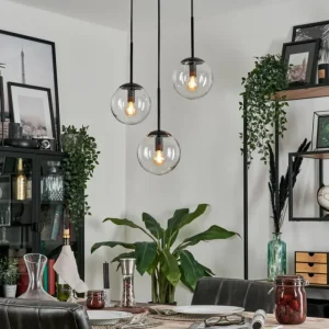 hofstein Suspension - Verre Gastor Clair, 3 lumières* Lampes En Verre