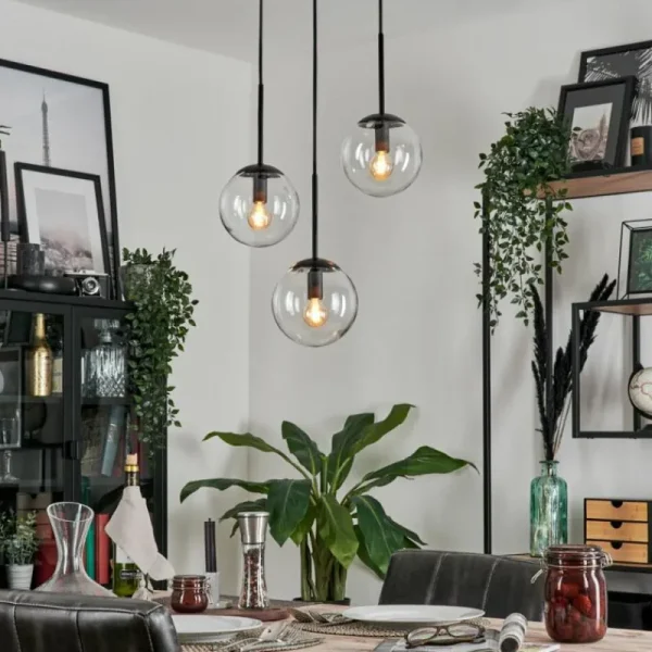 hofstein Suspension - Verre Gastor Clair, 3 lumières* Lampes En Verre
