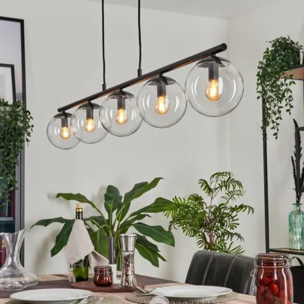hofstein Suspension - Verre Gastor Clair, 5 lumières* Lampes En Verre