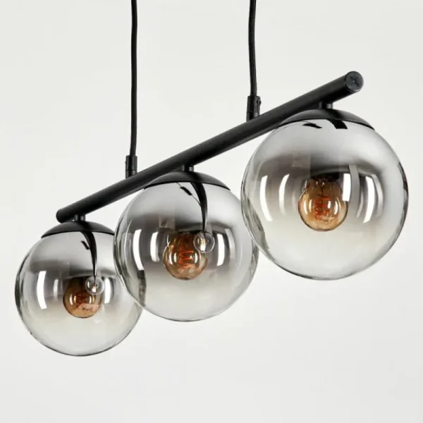 hofstein Suspension - Verre Gastor Chrome, Clair, Fumé, 3 lumières* Lampes Modernes