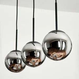 hofstein Suspension - Verre Gastor Chrome, Fumé, 3 lumières* Lampes Modernes