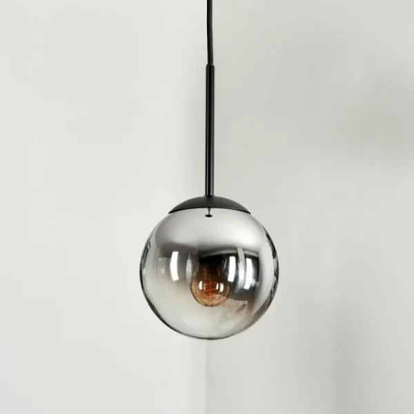 hofstein Suspension - Verre Gastor Chrome, Clair, Fumé, 1 lumière* Lampes Modernes