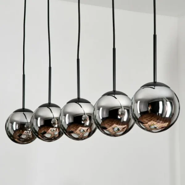 hofstein Suspension - Verre Gastor Chrome, Fumé, 5 lumières* Lampes Modernes