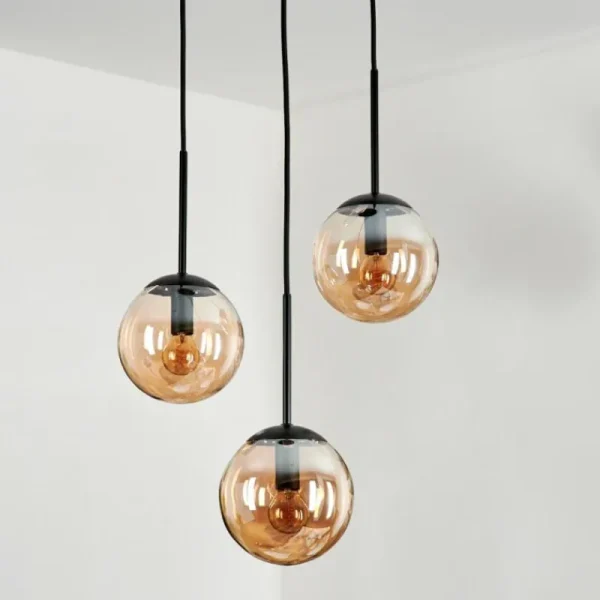 hofstein Suspension - Verre Gastor Ambre, 3 lumières* Lampes En Verre