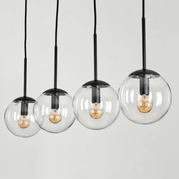 hofstein Suspension - Verre Gastor Clair, 4 lumières* Lampes En Verre
