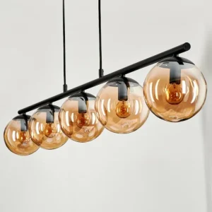 hofstein Suspension - Verre Gastor Ambre, 5 lumières* Lampes En Verre