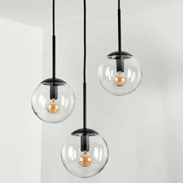 hofstein Suspension - Verre Gastor Clair, 3 lumières* Lampes En Verre