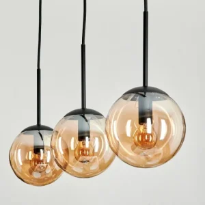 hofstein Suspension - Verre Gastor Ambre, 3 lumières* Lampes En Verre