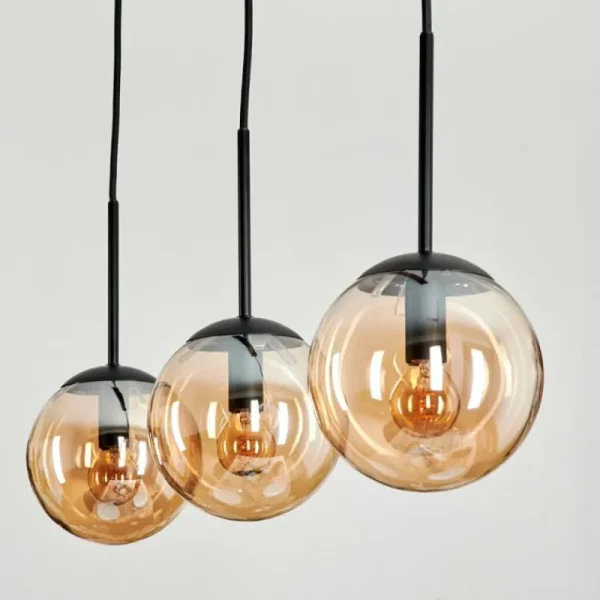 hofstein Suspension - Verre Gastor Ambre, 3 lumières* Lampes En Verre