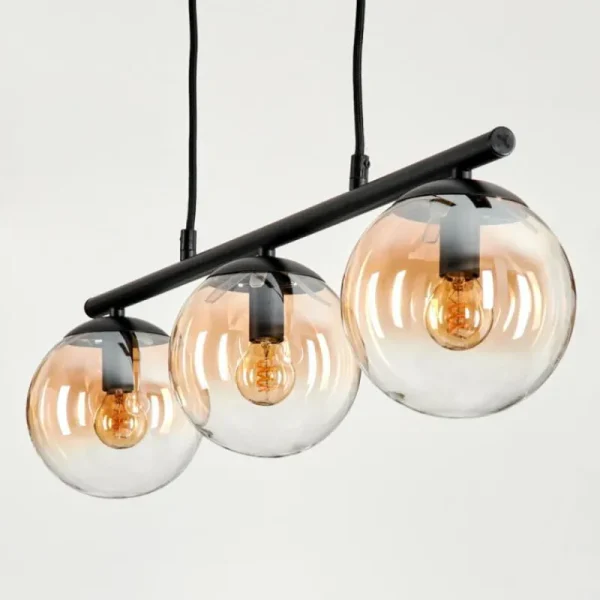 hofstein Suspension - Verre Gastor Ambre, Clair, 3 lumières* Lampes En Verre