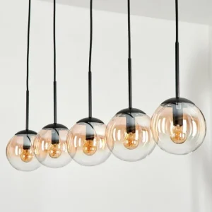 hofstein Suspension - Verre Gastor Ambre, Clair, 5 lumières* Lampes En Verre