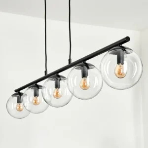 hofstein Suspension - Verre Gastor Clair, 5 lumières* Lampes En Verre