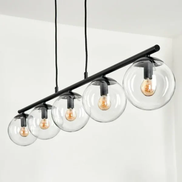 hofstein Suspension - Verre Gastor Clair, 5 lumières* Lampes En Verre